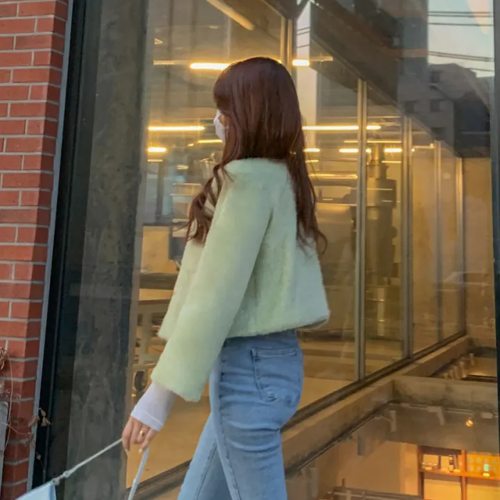 [2천장돌파‍🔥누빔선택!!] 앙고라 트위드 국내 펄 콕콕 퍼 겨울 트위드 자켓 노카라 포켓 간절기 하객룩 크롭 숏자켓 그린 소라 아이보리 핑크 상세 이미지 76