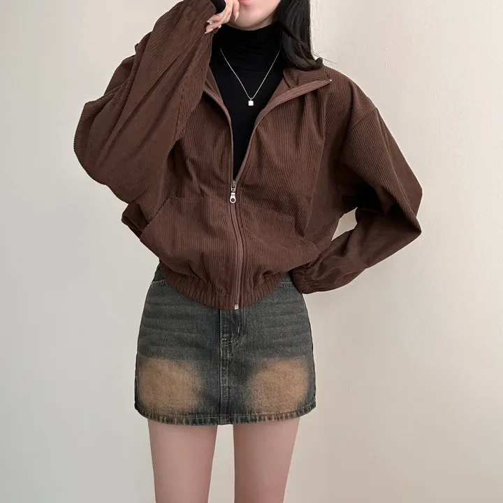 감성100% [최저/Y2K] 카라멜 코듀로이 반집업 - 5color 상세 이미지 15
