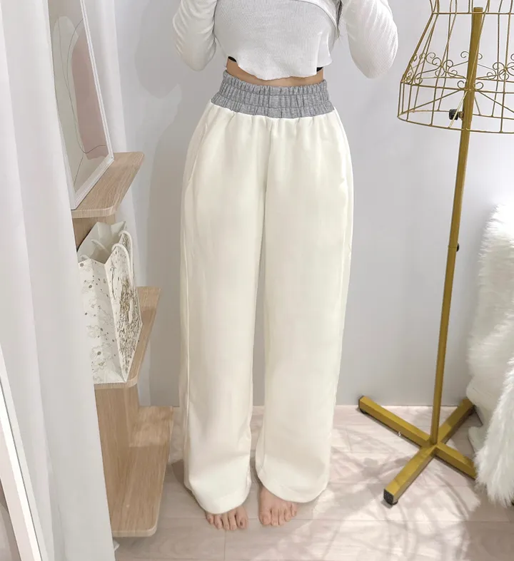 *2way [주머니배색 포인트!] 패트 배색 밴딩 힙 와이드 롱 트레이닝팬츠 롱팬츠 - 4color 상세 이미지 19