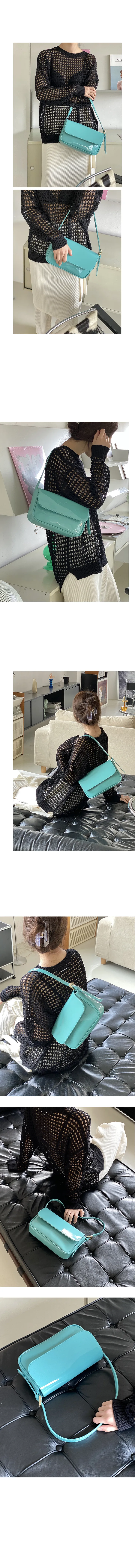 에나멜 스퀘어 미니 숄더백 바게트백 3컬러 상세 이미지 6