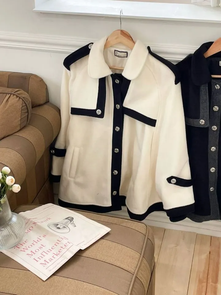 [겨울아우터✨] 클래식 케이프코트 / 숏코트 모직코트 망토자켓 망토코트 연말룩 오버핏자켓 점퍼 겨울자켓 겨울점퍼 아우터 수입의류 배색자켓 핸드메이드코트 울코트 핸드메이드코트 밍크코트 퍼코트 퍼자켓 후리스 뽀글이 숏패딩 경량패딩 무스탕 양털코트 크리스마스 상세 이미지 29