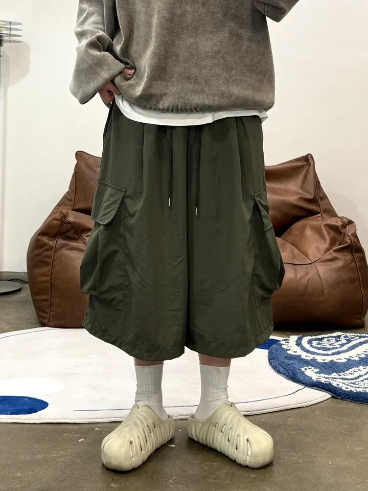 (누적 1000장)(4COLOR) 빅포켓 나일론 8부 카고팬츠 (카고반바지, 여름반바지, 8부팬츠, 와이드반바지, 카고하프팬츠, 나일론팬츠) 상세 이미지 19