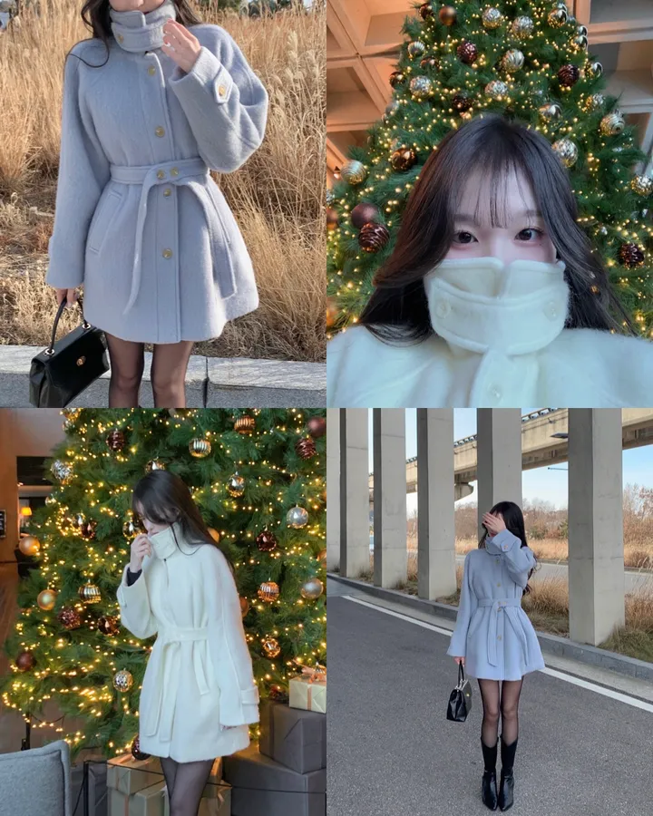 [ 인스타폭주/ wool 60% ] 헤이즐 하이넥 하프 울 누빔 코트 상세 이미지 4