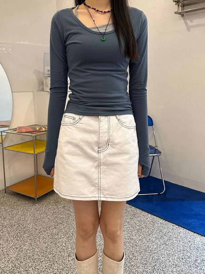 *라인대박 착붙 쫀쫀 스판 유넥 워머 데일리 긴팔 티셔츠 상세 이미지 3