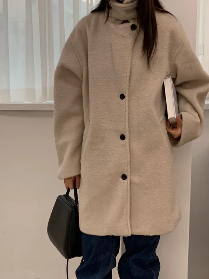 [최저가]하이넥 부클 반코트 하프코트 상세 이미지 12