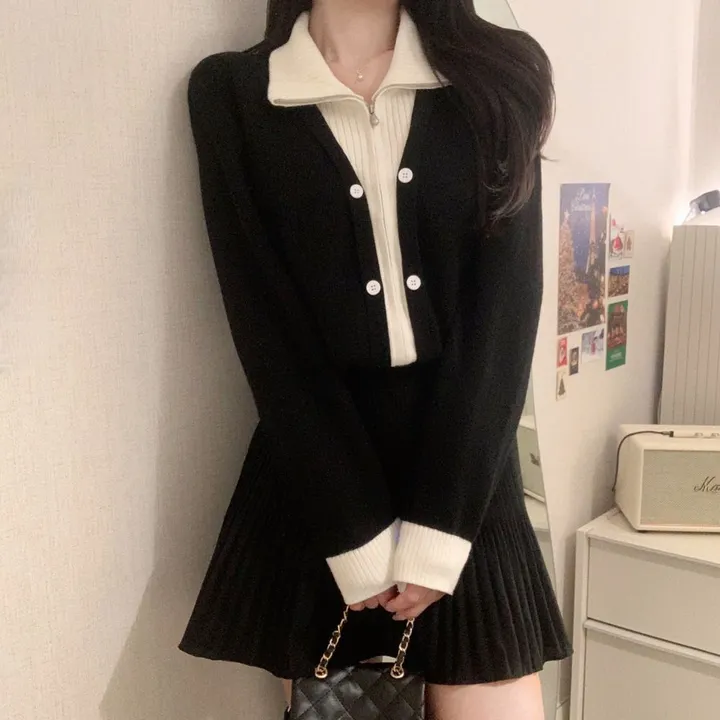 봄신상 레이어드 집업카라배색가디건 상세 이미지 8