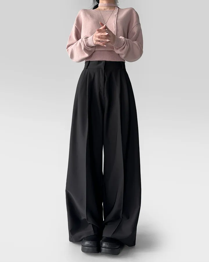 [~3XL/2기장] 르네상스 모더니즘 더블 핀턱 통 와이드 루즈핏 슬랙스 긴바지 롱팬츠 상세 이미지 24