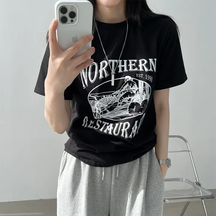 스트릿 힙 빈티지 프린팅 반팔티셔츠 상세 이미지 12