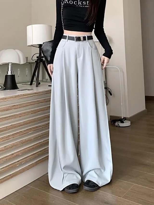 [S~4XL] 짐빔 와이드팬츠 여리여리핏 투핀턱 슬랙스 뒷밴딩 맥시 와이드 핀턱 봄 여름 슬랙스 밴딩팬츠 빅사이즈 정장바지 루즈핏 하이웨스트 상세 이미지 16