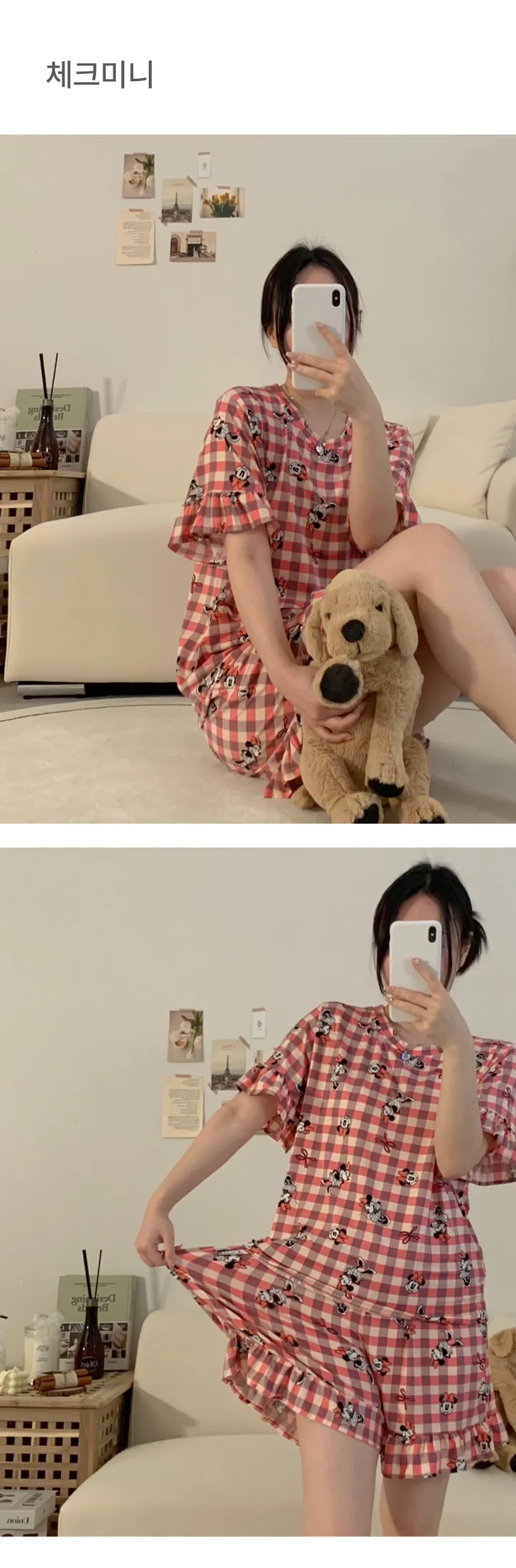 [디즈니정품] 치즈 디즈니 반팔 잠옷세트 빅사이즈 커플 여름 파자마 상세 이미지 3