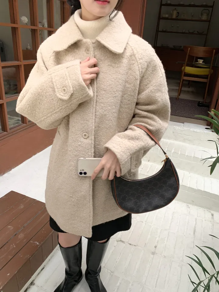[안감누빔]테이퍼 부클 하프코트*베이지 당일발송 상세 이미지 41