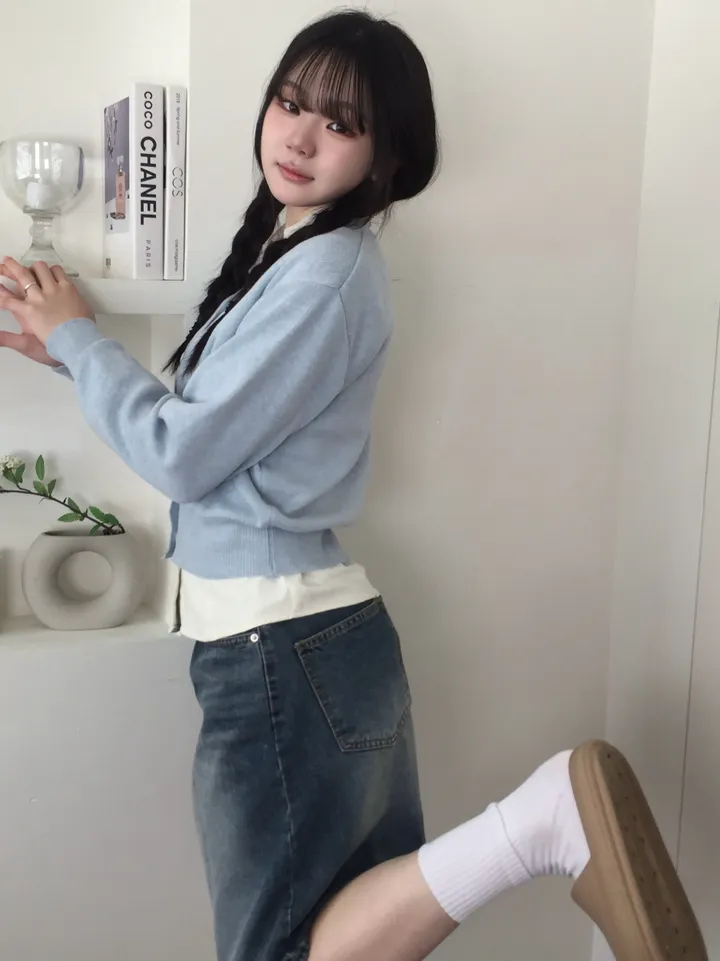 {✩봄 신상 / 넉넉 여리핏✩} 🌸팔뚝살 커버 맛집🌸 파스텔 니트 브이넥 가디건 상세 이미지 30