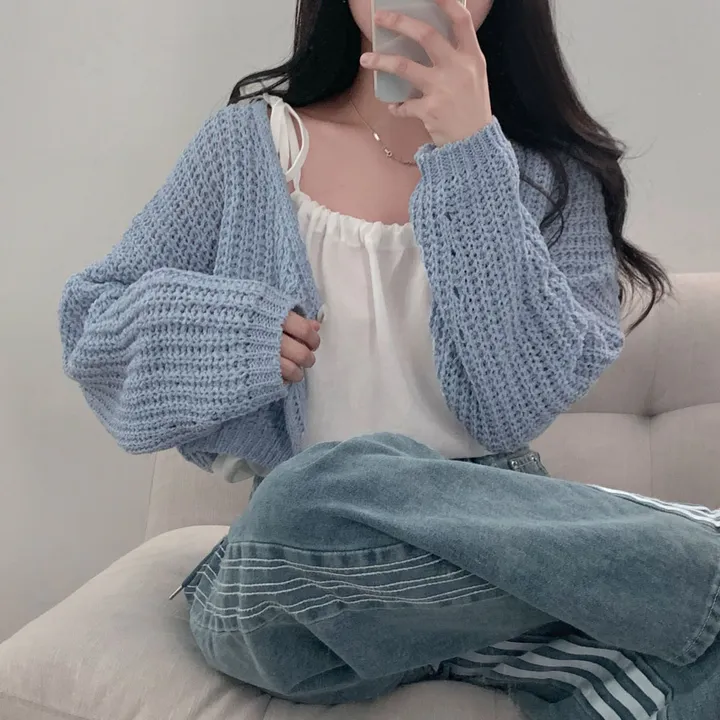 [아방🤍/new신상!]누가봐도 아방핏, 왕크롭 썸머 린넨 부클 원버튼 루즈핏 가디건 상세 이미지 34