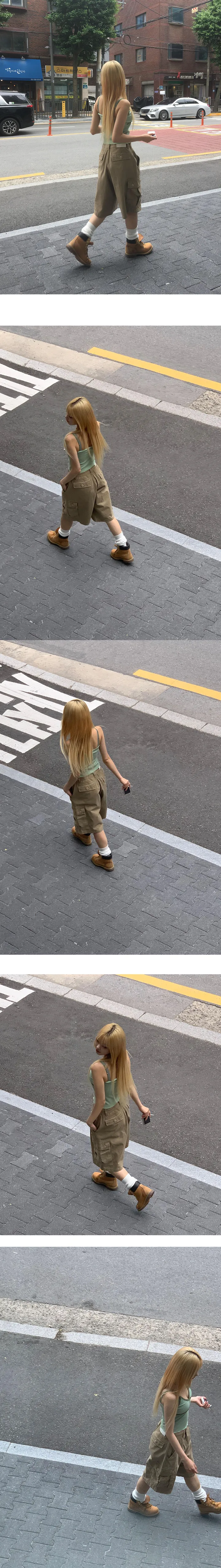 카멜 빈티지 카고 버뮤다 팬츠-2color 상세 이미지 10
