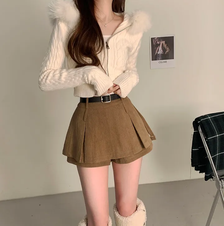 *비율최강핏set/뽀용템💓* 도톰 꽈배기 케이블 니트 퍼후드 투지퍼집업 상세 이미지 11