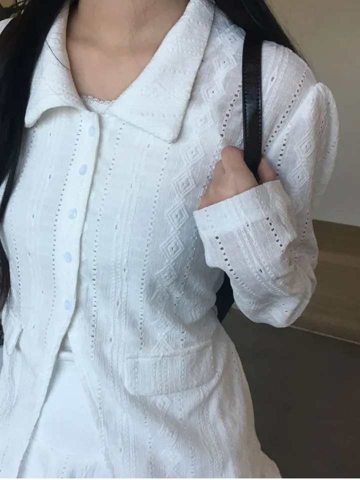 [봄신상🌼/세트상품] 투피스 펀칭 라운드 카라 세트 상세 이미지 14