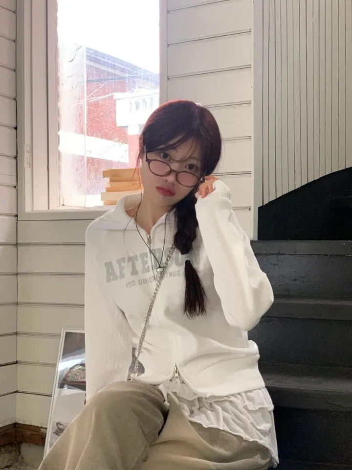 [기모원단ෆ투지퍼]토미 빈티지 레터링 프린팅 나그랑 투웨이 하이넥 카라넥 시보리 집업 점퍼 2color 상세 이미지 21