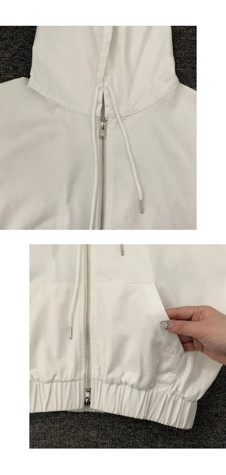 [얼굴소멸/핏잡혀있는] 루니 코튼 루즈핏 후드 집업 점퍼  크롭 후드 자켓 상세 이미지 37