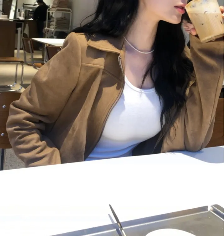 국내제작[당일출고🚀✨후기극찬/ High Quality❤️]켄달 스웨이드 크롭 자켓 상세 이미지 13