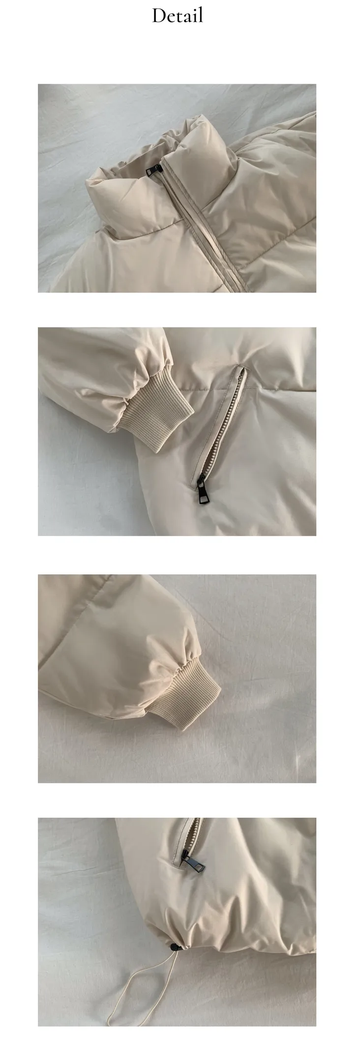 [웰론100%/🔥따뜻해요🔥] 하이넥 밑단 스트링 스탠다드핏 멜링 패딩 (2 color) 상세 이미지 13