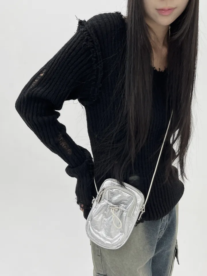 [3color]글로시 / 나일론 스토퍼 미니백 glossy mini crossbag (가벼운 데일리 가방 유니크 쁘띠 스트링 크로스백) 상세 이미지 15