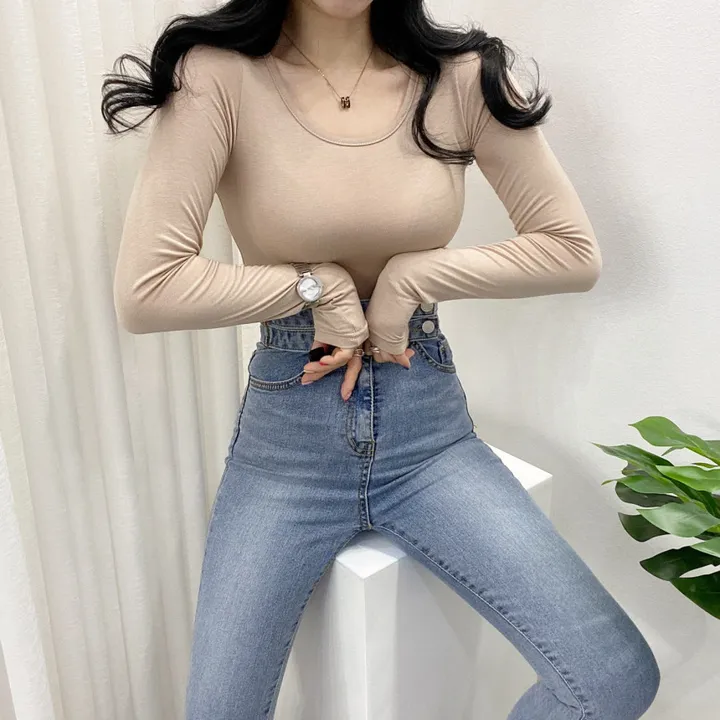 🚀당일발송🚀[묶음할인/10컬러] 봄 가을 말랑 유넥 긴팔 티셔츠 이너티 상세 이미지 12