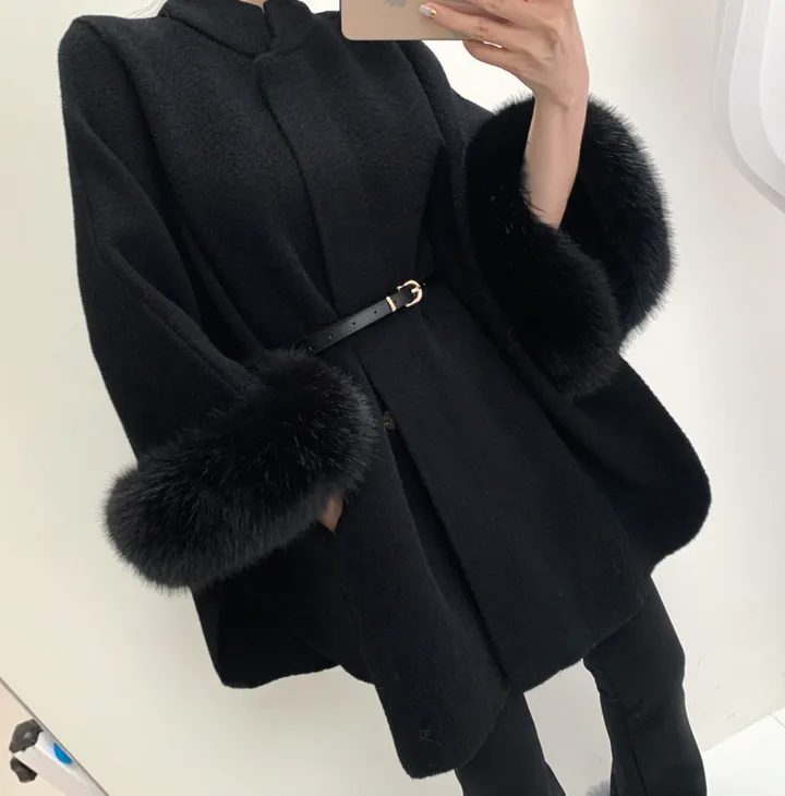 ❤주문폭주❤캐시 폭스퍼 케이프 코트(퍼 탈부착) 상세 이미지 22