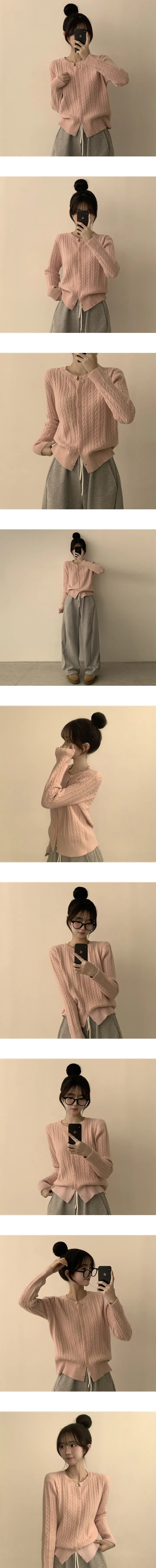 [9color/핏보장!] 부드러움 끝판왕, 뷰리 라운드 긴팔 꽈배기 겨울 허리잘록 니트 가디건 꽈베기 봄 데일리 기본 무지 아우터 9color 상세 이미지 7