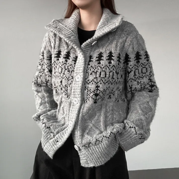 당일출고🚀[wool20%/두툼❄] 하이넥 스노우 패턴 노르딕 루즈핏 가디건 3color 상세 이미지 36