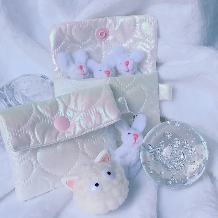 (3종)/ handmade 홀로그램 글리터 love 핑크 화이트 실버 패프릭 동전 지갑 카드지갑 에어팟파우치 상세 이미지 18