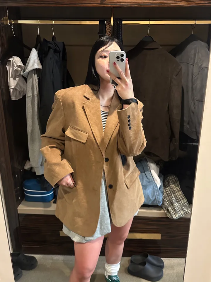 [빅사이즈] 런던 코듀로이자켓 / 2size 남녀공용 빅사이즈자켓 골덴자켓 봄자켓 키큰여자 키큰녀 플러스사이즈 블레이저 고르덴 봄아우터 상세 이미지 39