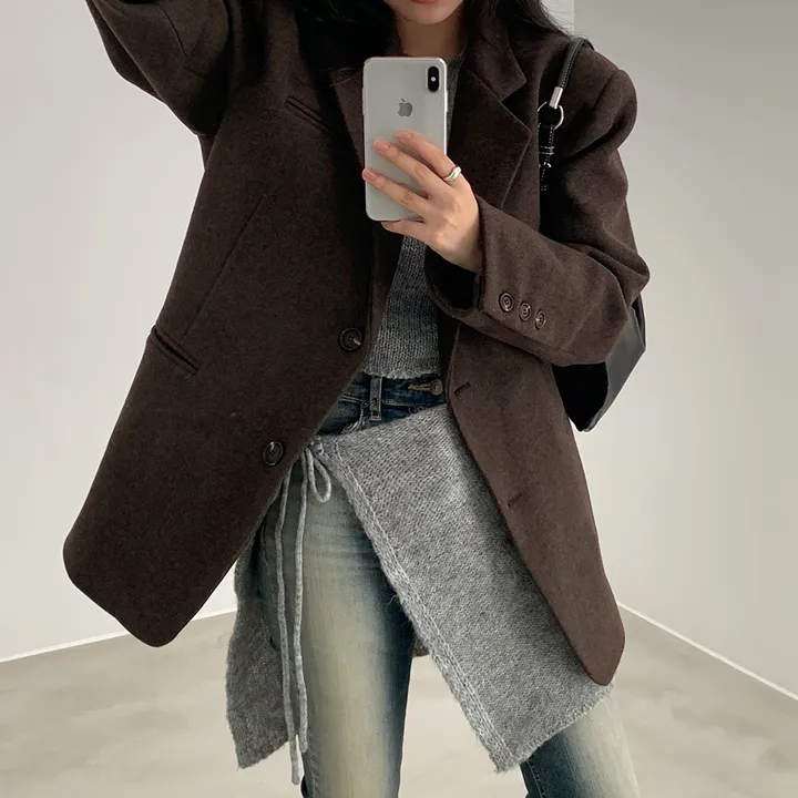 [wool100%/브랜드공정]  윈터 싱글 투버튼 카라 리얼 울 자켓 블레이저 - jk 상세 이미지 80