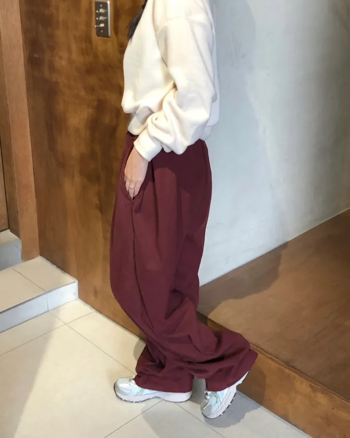 [데일리/*핏보장*] 코듀로이 골덴 핀턱 밴딩 팬츠 - 7colors (맞주름 허리 밴딩 와이드팬츠 롱다리핏 골반보장) 상세 이미지 40