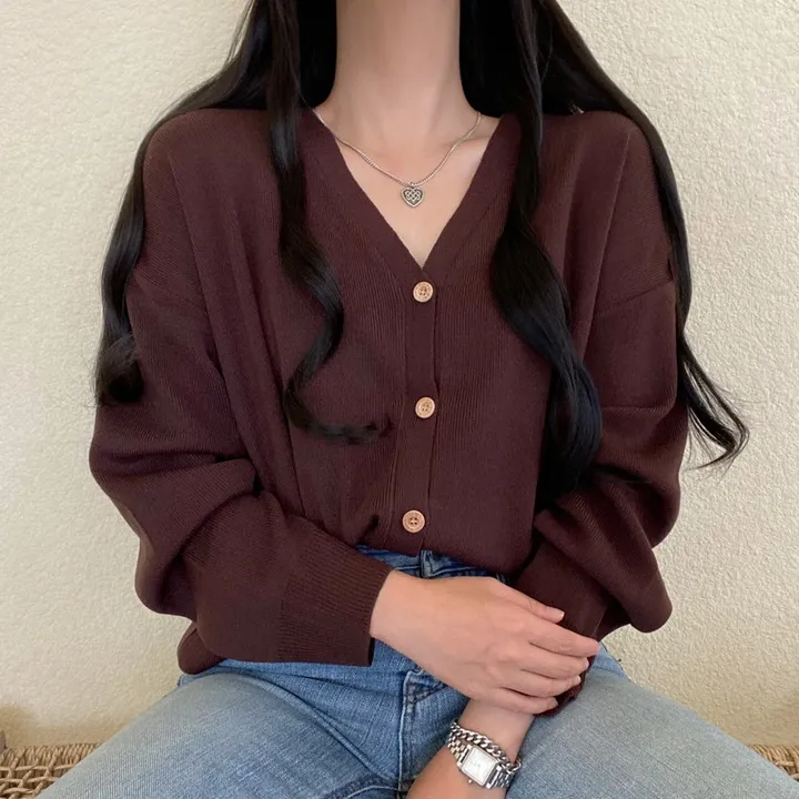 [12컬러/루즈핏] 복숭아 브이넥 단추 긴팔 가디건 상세 이미지 17