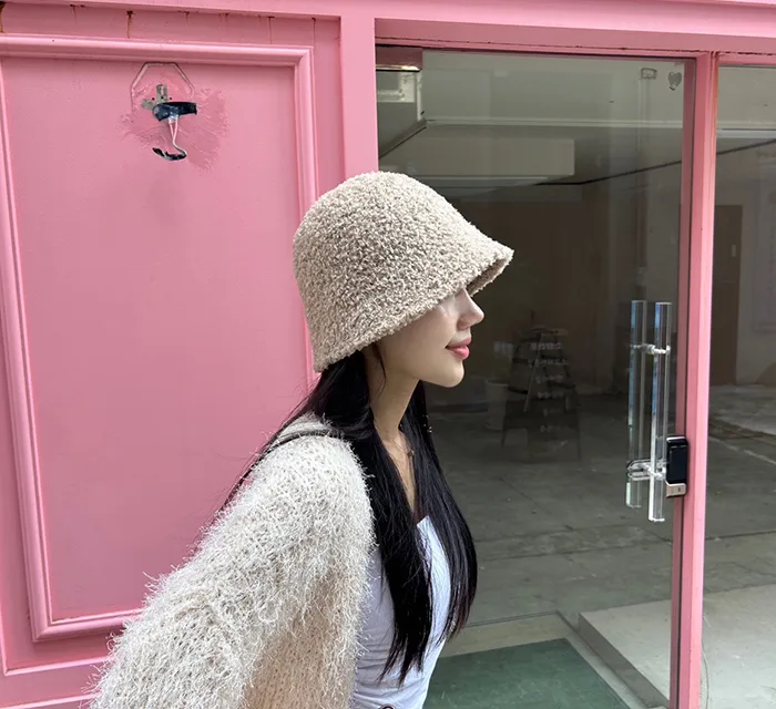 [당일배송]루킨포자체생산[특가세일]무지 뽀글이 벙거지 [묶음세일]뽀송이 양털 니트 버킷햇 모자 4color(블랙칼라-2000원) 상세 이미지 16