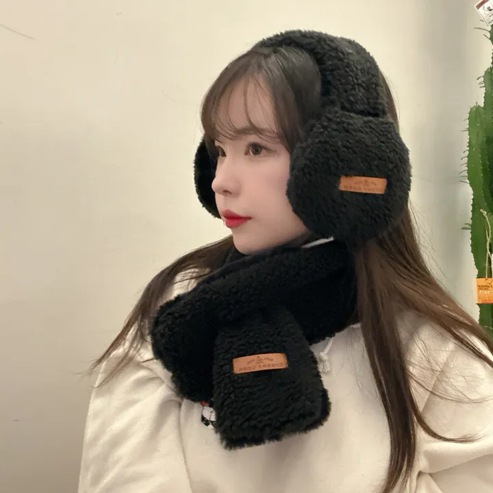 얼굴작아보여요🐑자체제작 스키장 모자 썰매장 양면착용 3컬러 귀도리 목도리 세트 머플러 귀마개 빅사이즈 겨울 포근 몽글몽글/ 상세 이미지 9