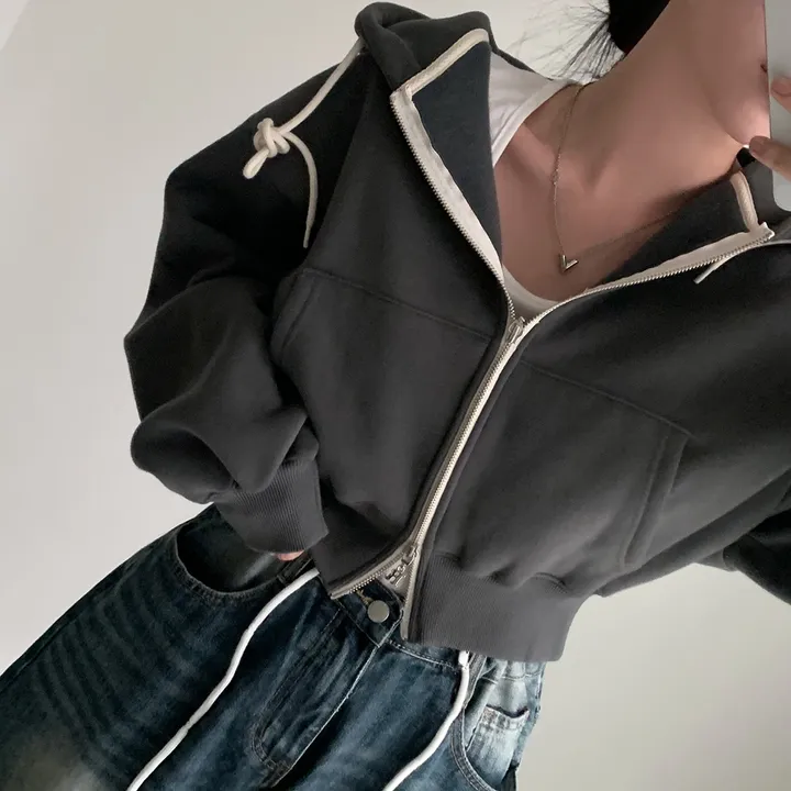 [완전인기✨/백염컬러 당일출고!] 자체제작 크치Made 꿈에 나온 핏, 투웨이 양기모 크롭 후드집업 ver 아우터 자켓 - zipup 상세 이미지 192