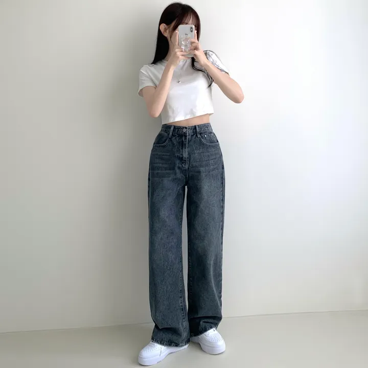 ["인생"데님🖤/기장선택/~XL] 올데이 하이웨스트 캣브러쉬 워싱 데님 와이드 팬츠 바지 키작녀 키큰녀 빅사이즈 청바지 상세 이미지 17