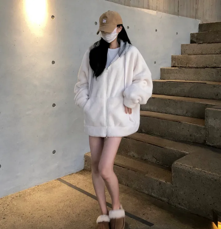 당일🚀[보온성갑/남여공용] 포근 양털 보들 플리스 투웨이 집업 곰돌이 후드 후리스 상세 이미지 26