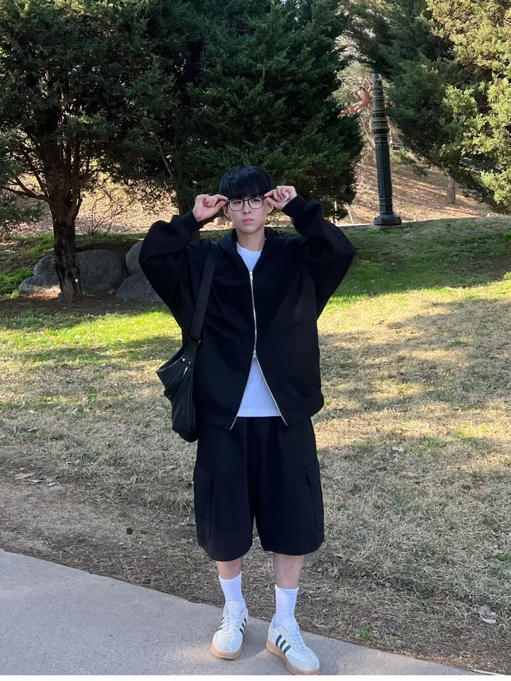 🌼당일출고🌼💗2000장 돌파💗[고퀄 핏대박/7Color/신상] 빅사이즈 투웨이 후드집업 카고 버뮤다 팬츠 트레이닝 세트 커플룩 시밀러룩 오버핏 꾸안꾸 트레이닝복 상세 이미지 59