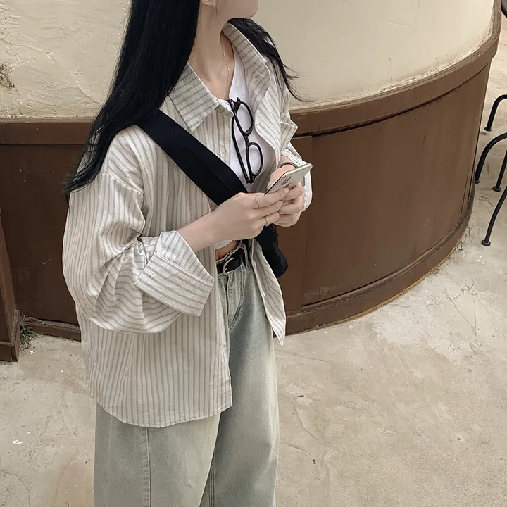 [여리여리~한여름까지✨] 린넨 오버핏 스트라이프 힙덮는 긴팔셔츠 레이어드 남방 꾸안꾸 캠퍼스룩 빅사이즈 상세 이미지 14