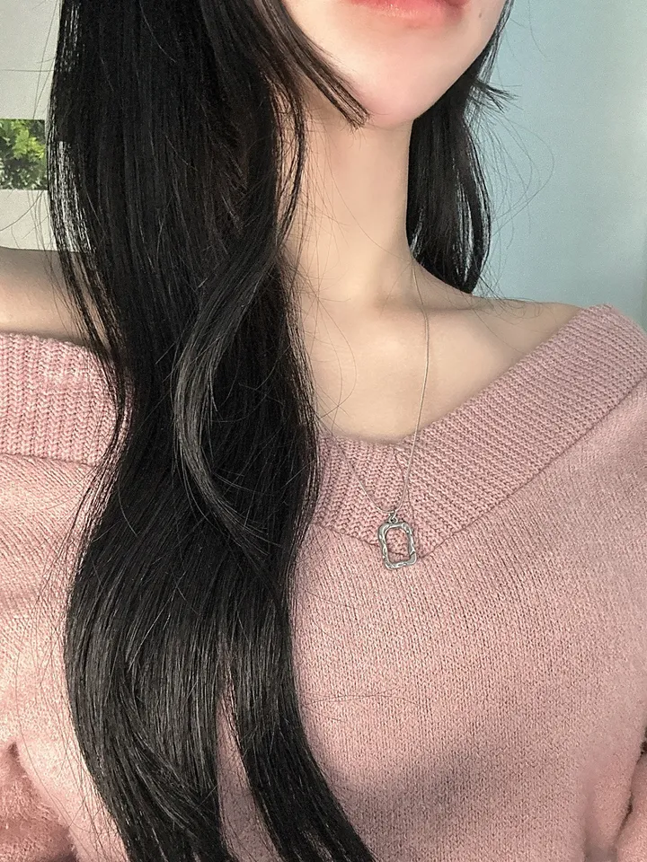 [*자체제작*/변색X] 패션 데일리 심플 모던 시크 캐주얼 스퀘어 롱 펜던트 목걸이 상세 이미지 4