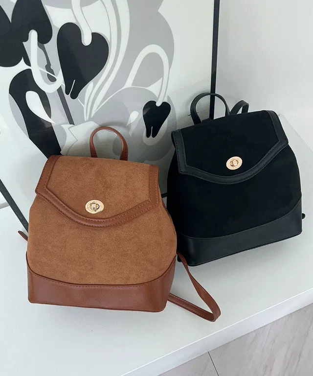 [당일출고/Daily suede button backpack