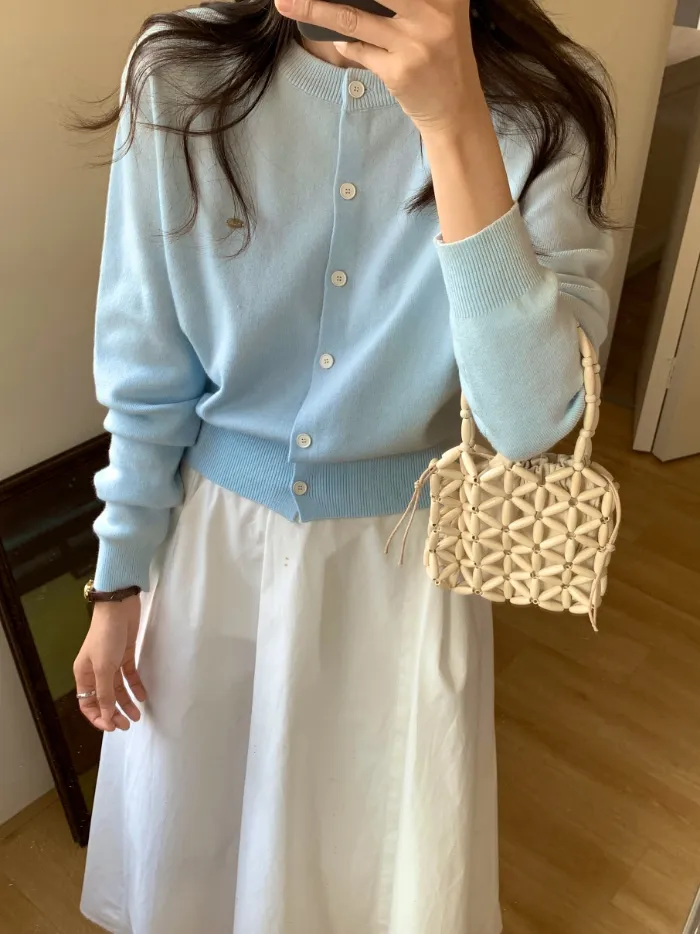그니아❤️ 무지 베이직 데일리 라운드넥 가디건 6color 상세 이미지 45