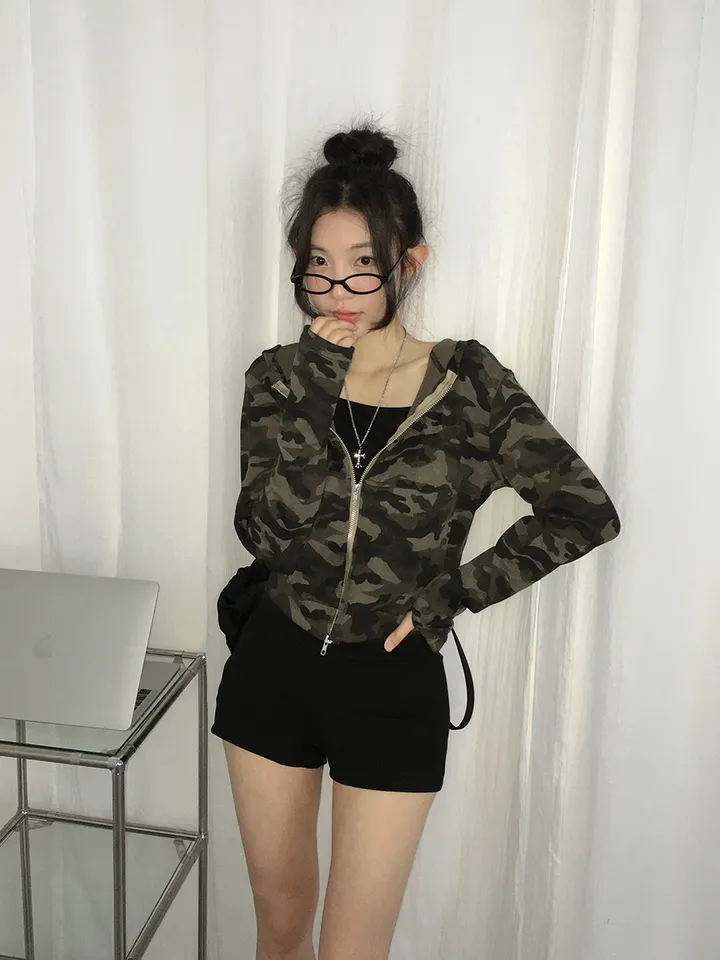 [S~L*사이즈선택*/힙무드🖤말라핏! *투웨이집업,핸드워머* 카모 밀리터리 슬림핏 후드집업] 엠지카모슬림핏후드집업 상세 이미지 16