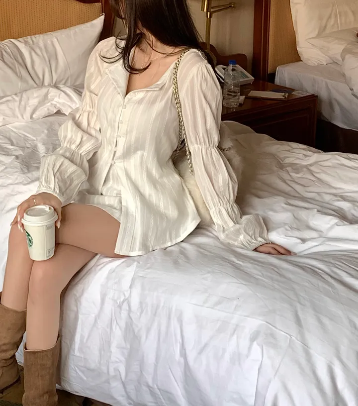 [SET*/자개단추] 아일릿 블라우스 스커트 세트-2col 상세 이미지 12