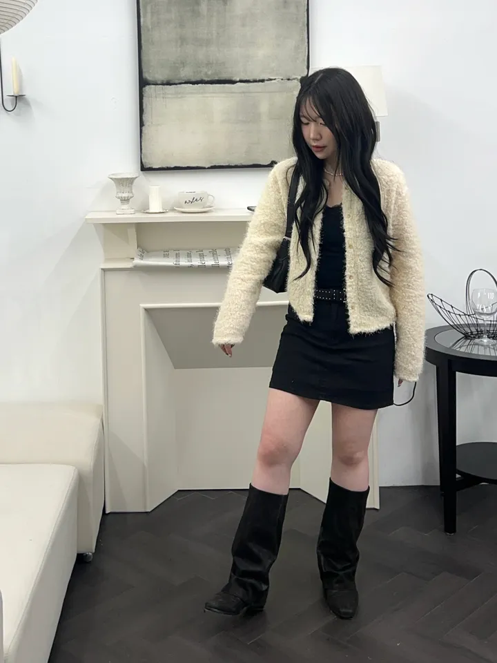 [최저가 할인중%🌼]스노우 퍼 가디건 3color 상세 이미지 6