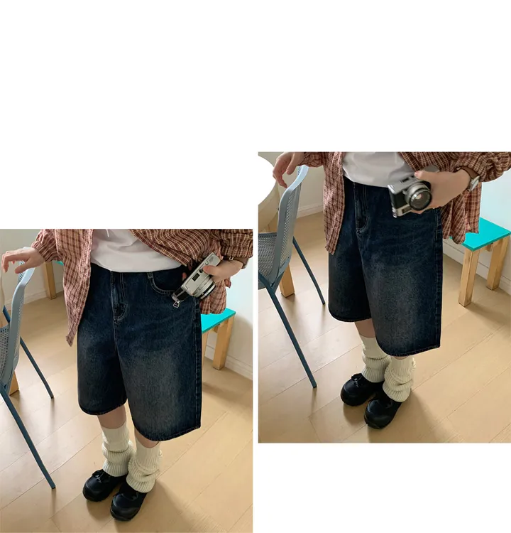 [3천장돌파]포피로 워싱 하프 데님 팬츠 상세 이미지 4