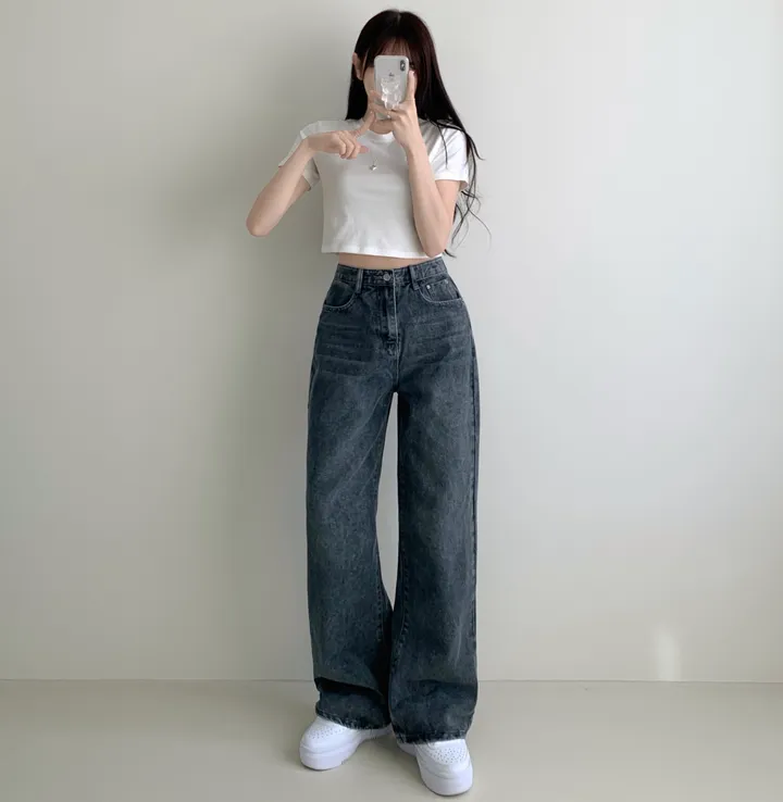 ["인생"데님🖤/기장선택/~XL] 올데이 하이웨스트 캣브러쉬 워싱 데님 와이드 팬츠 바지 키작녀 키큰녀 빅사이즈 청바지 상세 이미지 24
