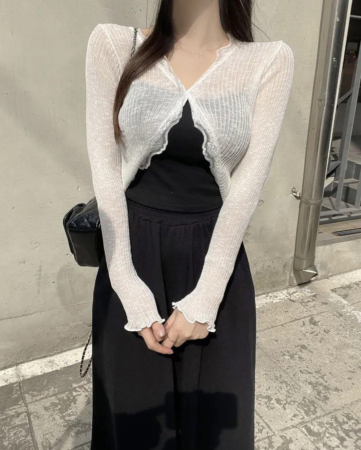퍼티 썸머 시스루 레이스 크롭 볼레로 가디건 상세 이미지 9